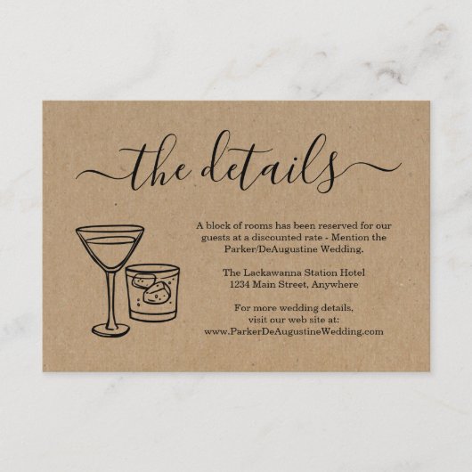 D'accompagnement Carte d'information de toast de cocktail (Devant)