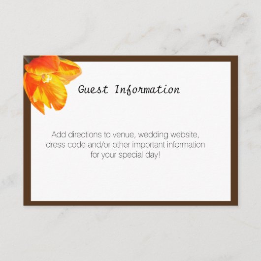 D'accompagnement Carte d'information du Mariage bilingue Tulip (Devant)