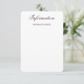 D'accompagnement Carte d'information du Mariage Classy Purple Check (Debout devant)