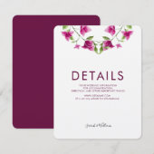 D'accompagnement Carte d'information du Mariage de fleurs roses (Devant / Derrière)