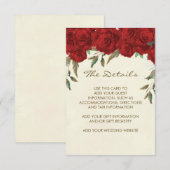 D'accompagnement carte d'information du mariage de roses rouges (Devant / Derrière)