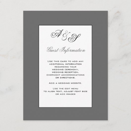 D'accompagnement Carte d'information du Mariage Monogramme classiqu (Devant)
