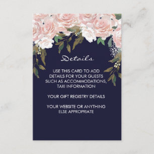 D'accompagnement carte d'information du mariage rose marine