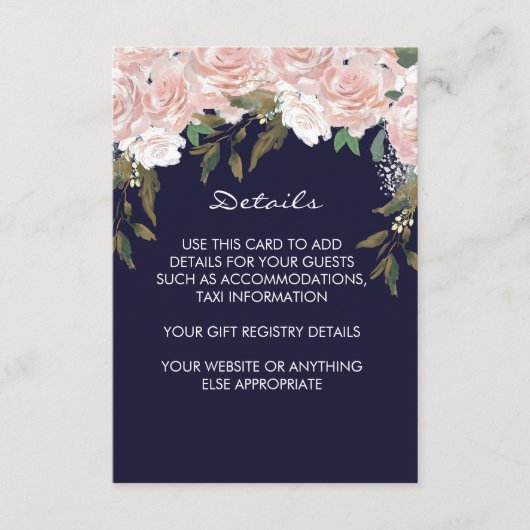 D'accompagnement carte d'information du mariage rose marine (Devant)