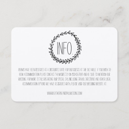 D'accompagnement Carte d'information du Mariage Wreath Rustic Kraft (Devant)