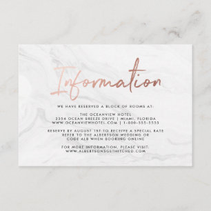 D'accompagnement Carte d'information en marbre blanc moderne or ros
