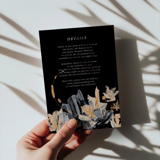 D'accompagnement Carte d'information exclusive Gold et Black Floral