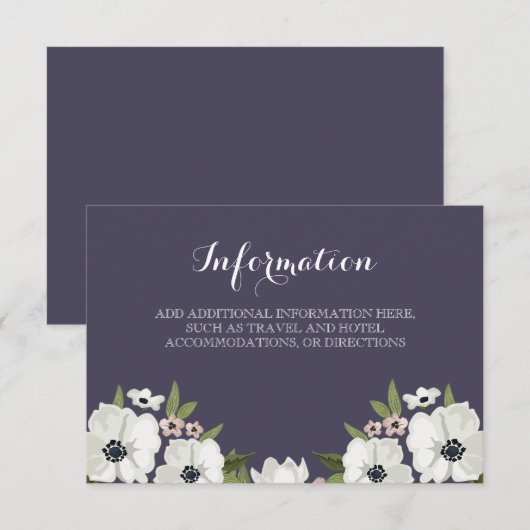 D'accompagnement Carte d'information florale - violet (Devant / Derrière)