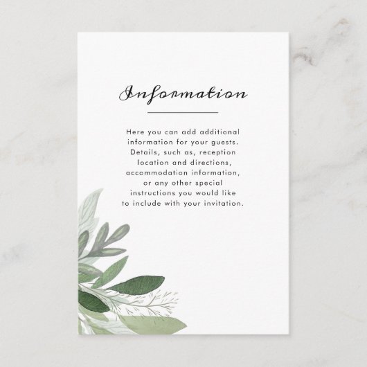 D'accompagnement Carte d'information Garden Blush (Devant)