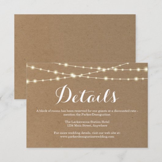 D'accompagnement Carte d'information | Kraft Rustique (Devant / Derrière)