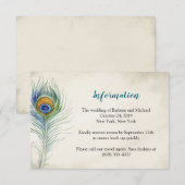 D'accompagnement Carte d'information Mariage Bohemain Peacock Feath (Devant / Derrière)