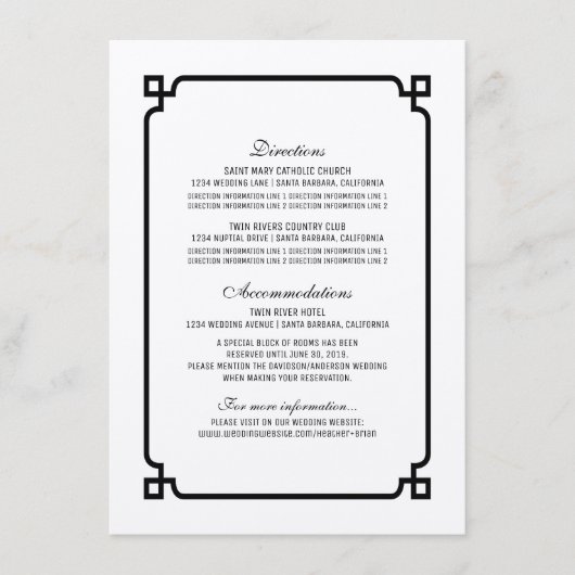 D'accompagnement Carte d'information Mariage chic Black Deco (Devant)