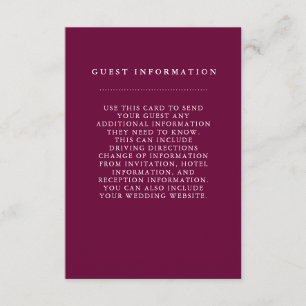 D'accompagnement Carte d'information Mariage chic de Bourgogne