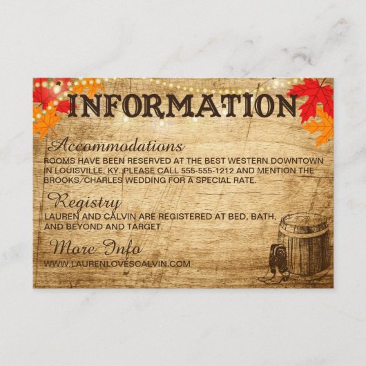 D'accompagnement Carte d'information mariage de automne pour Mariag (Devant)