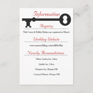 D'accompagnement Carte d'information Mariage de clé Skeleton
