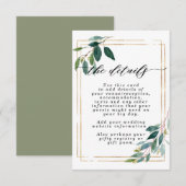 D'accompagnement carte d'information mariage de fausse or vert (Devant / Derrière)
