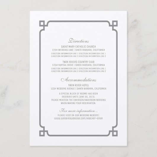 D'accompagnement Carte d'information Mariage Gray Deco Chic (Devant)