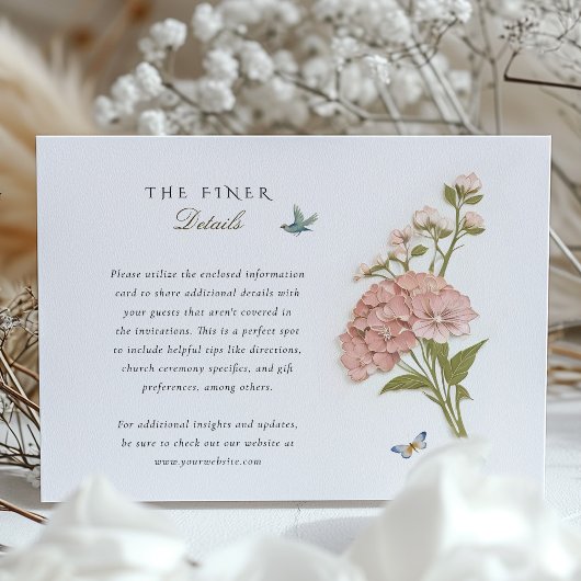 D'accompagnement Carte d'information Mariage Hydrangea Vintage