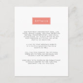 D'accompagnement Carte d'information Mariage moderne | Corail (Devant)