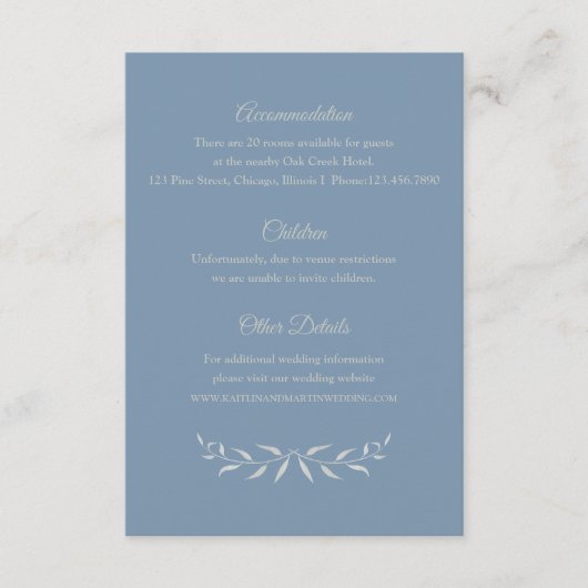 D'accompagnement Carte d'information Mariage Silver Foliage (Devant)