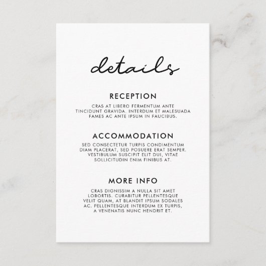 D'accompagnement Carte d'information mariage simple (Devant)