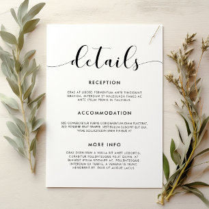 D'accompagnement Carte d'information mariage simple et élégante