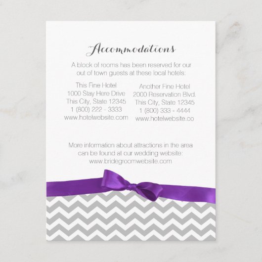 D'accompagnement Carte d'information moderne Zigzag Motif et Bow (Devant)