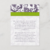 D'accompagnement Carte d'information Monogram Lapis Purple Damask (Dos)