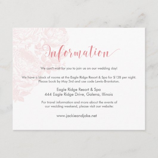 D'accompagnement Carte d'information Pastels Roses Vintages : Rose  (Devant)