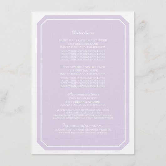 D'accompagnement Carte d'information Purple Simply Elegant (Devant)