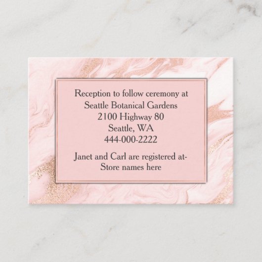 D'accompagnement Carte d'information rose Gold et Blush Mariage (Devant)