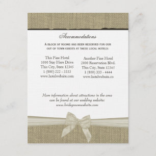 D'accompagnement Carte d'information Russe Burlap and Bow Direction