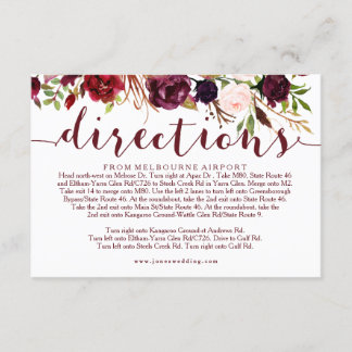 D'accompagnement Carte d'information sur la direction des Mariages