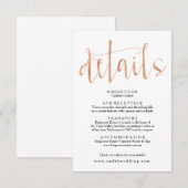 D'accompagnement Carte d'information sur le Mariage rose Gold (Devant / Derrière)