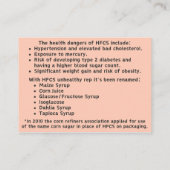 D'accompagnement Carte d'information sur les dangers du sirop de ma (Dos)