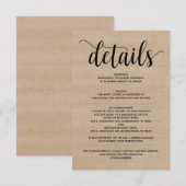 D'accompagnement Carte d'information sur les détails du mariage à l (Devant / Derrière)