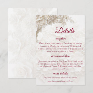 D'accompagnement Carte d'information sur les détails du mariage en