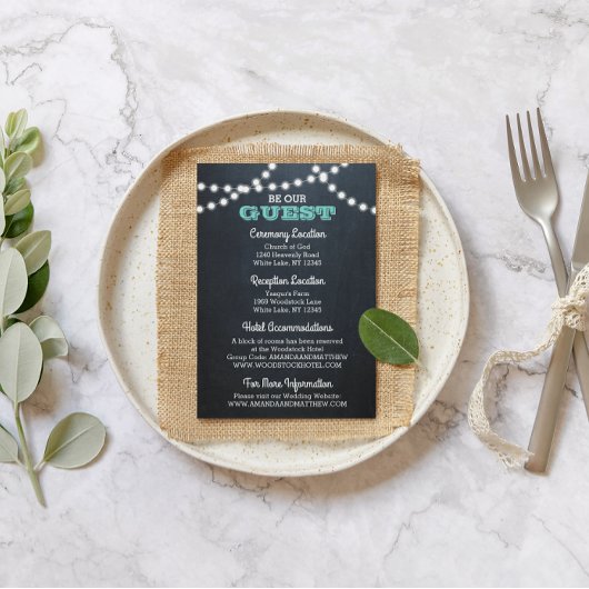 D'accompagnement Carte d'information Turquoise Mariage