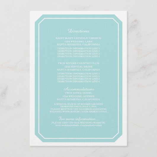 D'accompagnement Carte d'information Turquoise Simplement Élégante (Devant)