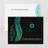 D'accompagnement Carte d'information verte Bar Mitzvah Neon (Devant / Derrière)