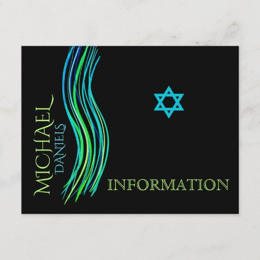 D'accompagnement Carte d'information verte Bar Mitzvah Neon (Devant)