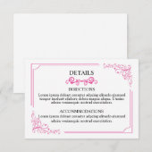 D'accompagnement Carte d'informations de mariage (Devant / Derrière)