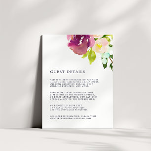 D'accompagnement Carte d'informations sur le client Mariage en fleu