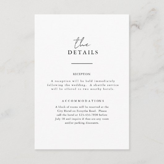 D'accompagnement Carte d'informations sur le Mariage B&W (Devant)