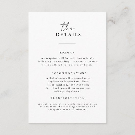 D'accompagnement Carte d'informations sur le Mariage B&W (Devant)