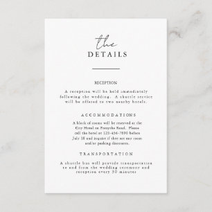 D'accompagnement Carte d'informations sur le Mariage B&W