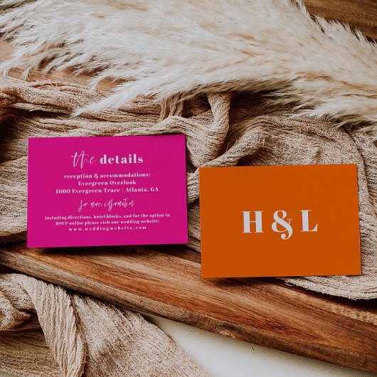 D'accompagnement Carte d'informations sur le Mariage en gras rose c