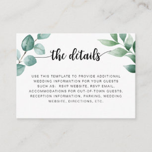 D'accompagnement Carte d'informations sur le mariage Eucalyptus