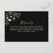 D'accompagnement Carte d'informations sur le Mariage Floral Black G (Devant)