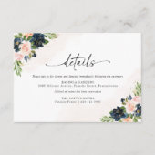 D'accompagnement Carte d'informations sur le Mariage floral bleu et (Devant)